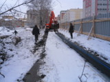 ГНБ прокол, Саранск,  водопровод,  транспортировка ПНД-трубы к приямку